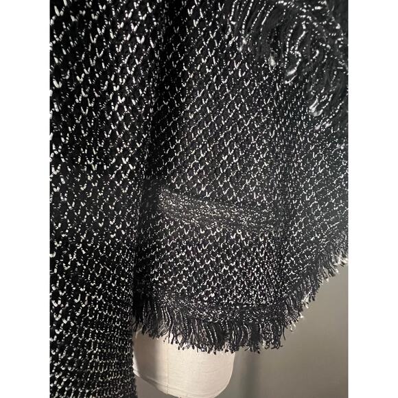 White House Black Market Black Knit Tweed Raw Hem Open Jacket Size Medium - Picture 6 of 10